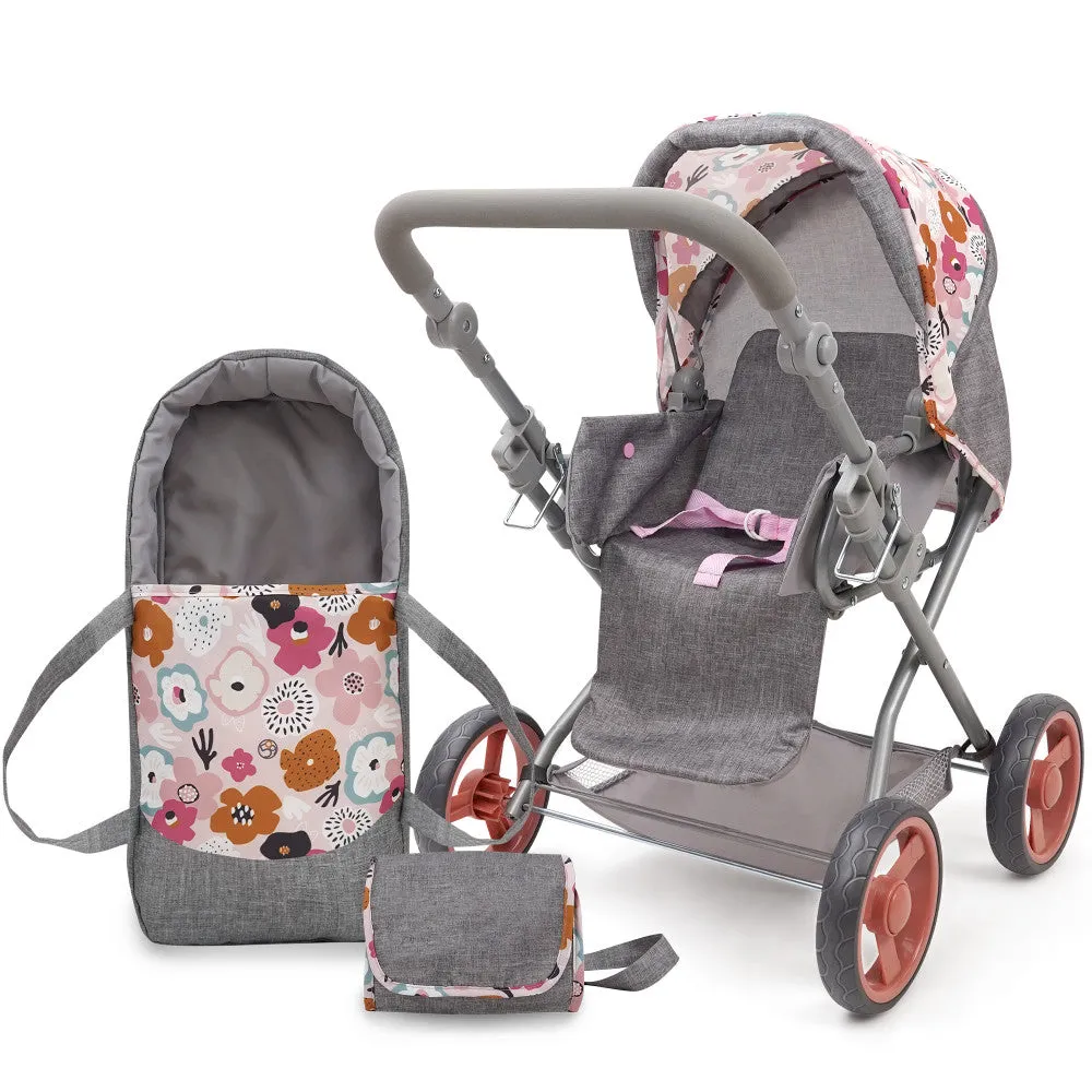 509 Crew Kelly Deluxe Doll Pram with Melange Flora Design and Matching Bag
