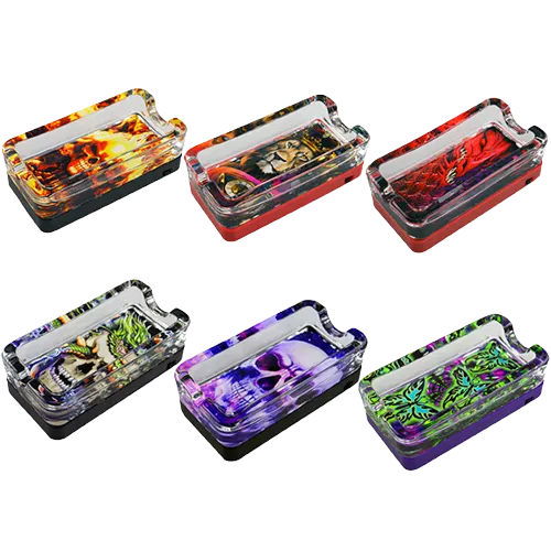 Glass Ashtray with LED Light-Up Design - 6 Per Retail Ready Display 21754