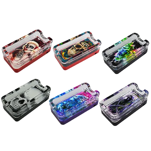 Glass Ashtray with LED Light-Up Design - 6 Per Retail Ready Display 21756
