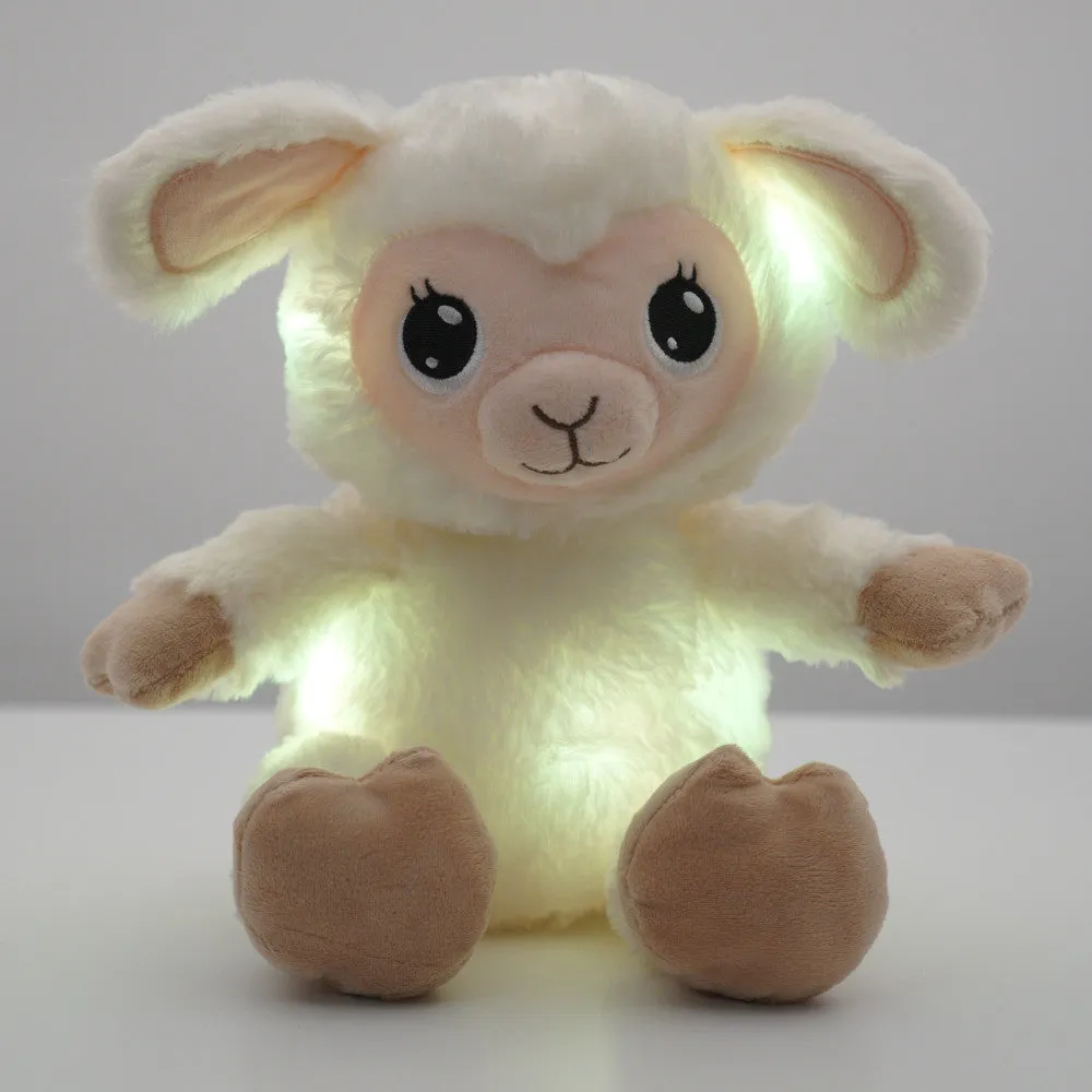 Happy Nappers Lullabrites 11.75 inch Musical Light Up Lamb - Cream & Tan