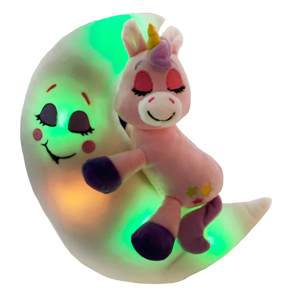 Happy Nappers Lullabrites Moon Pet 12 inch Interactive Unicorn - Pink-Purple