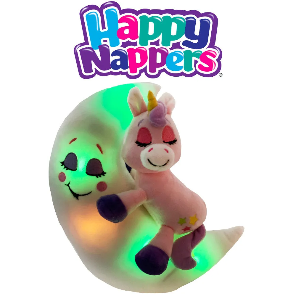 Happy Nappers Lullabrites Moon Pet 12 inch Interactive Unicorn - Pink-Purple