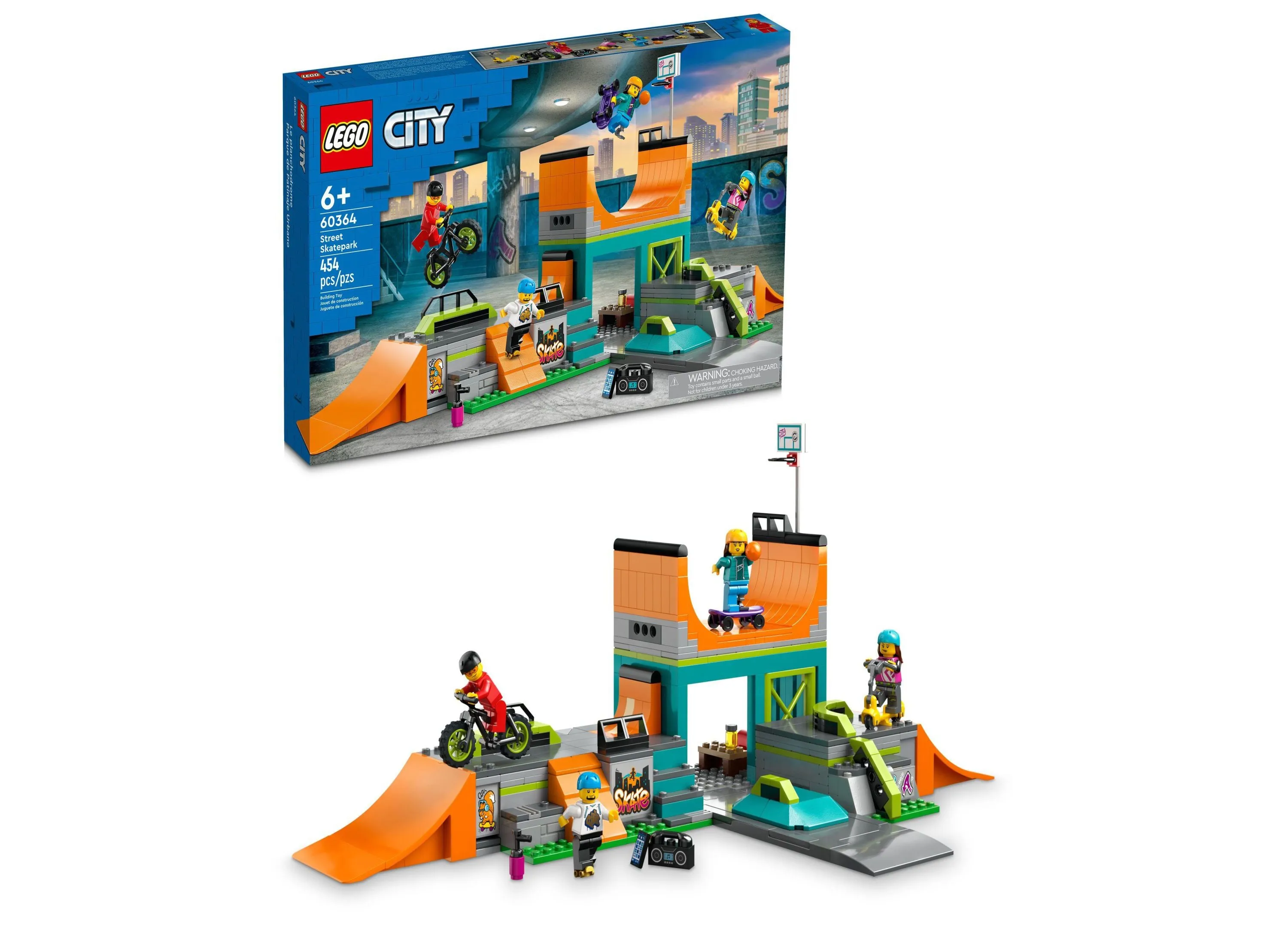 LEGO My City 60364 Customizable Street Skate Park Building Set with Minifigures