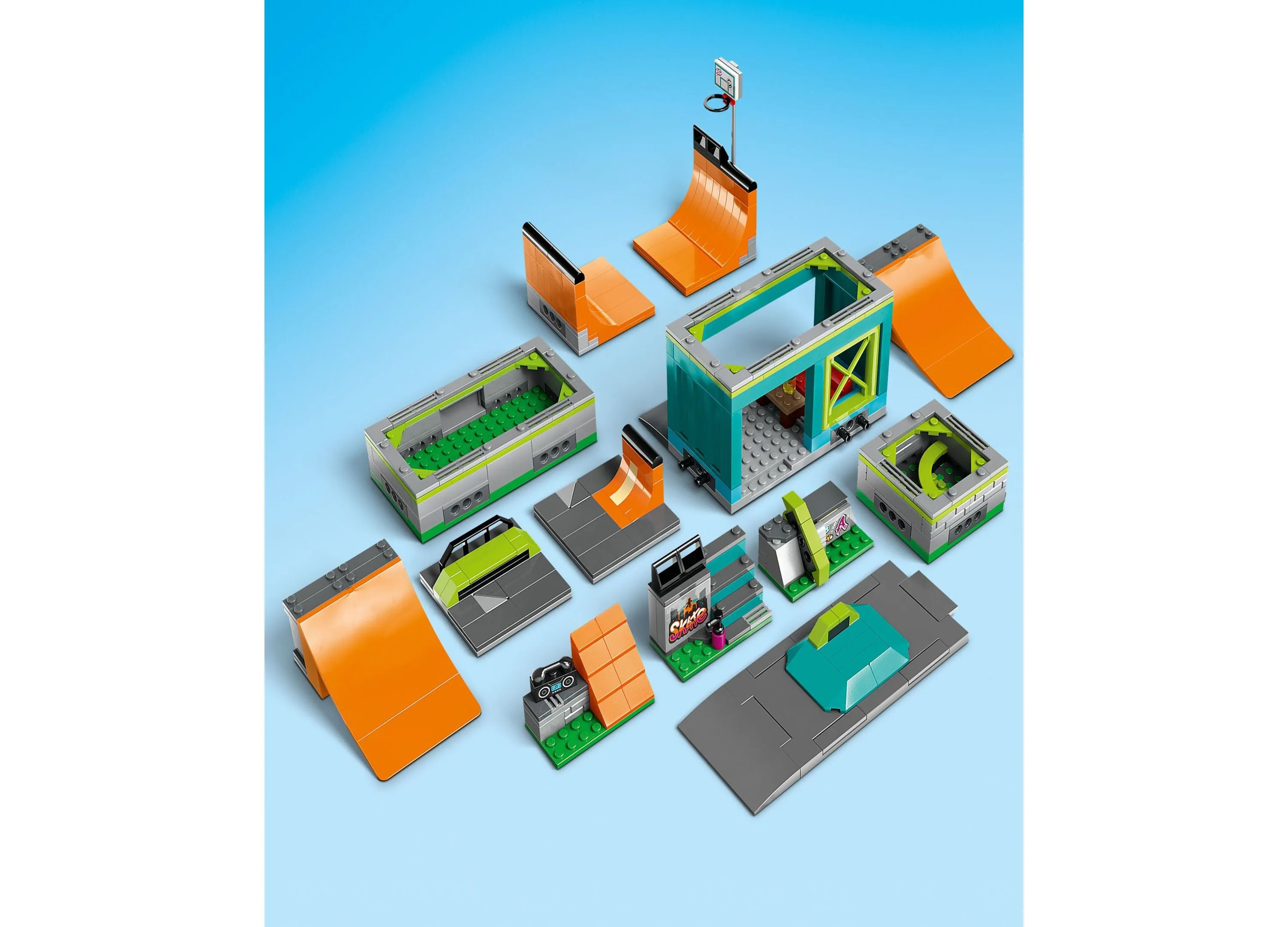 LEGO My City 60364 Customizable Street Skate Park Building Set with Minifigures