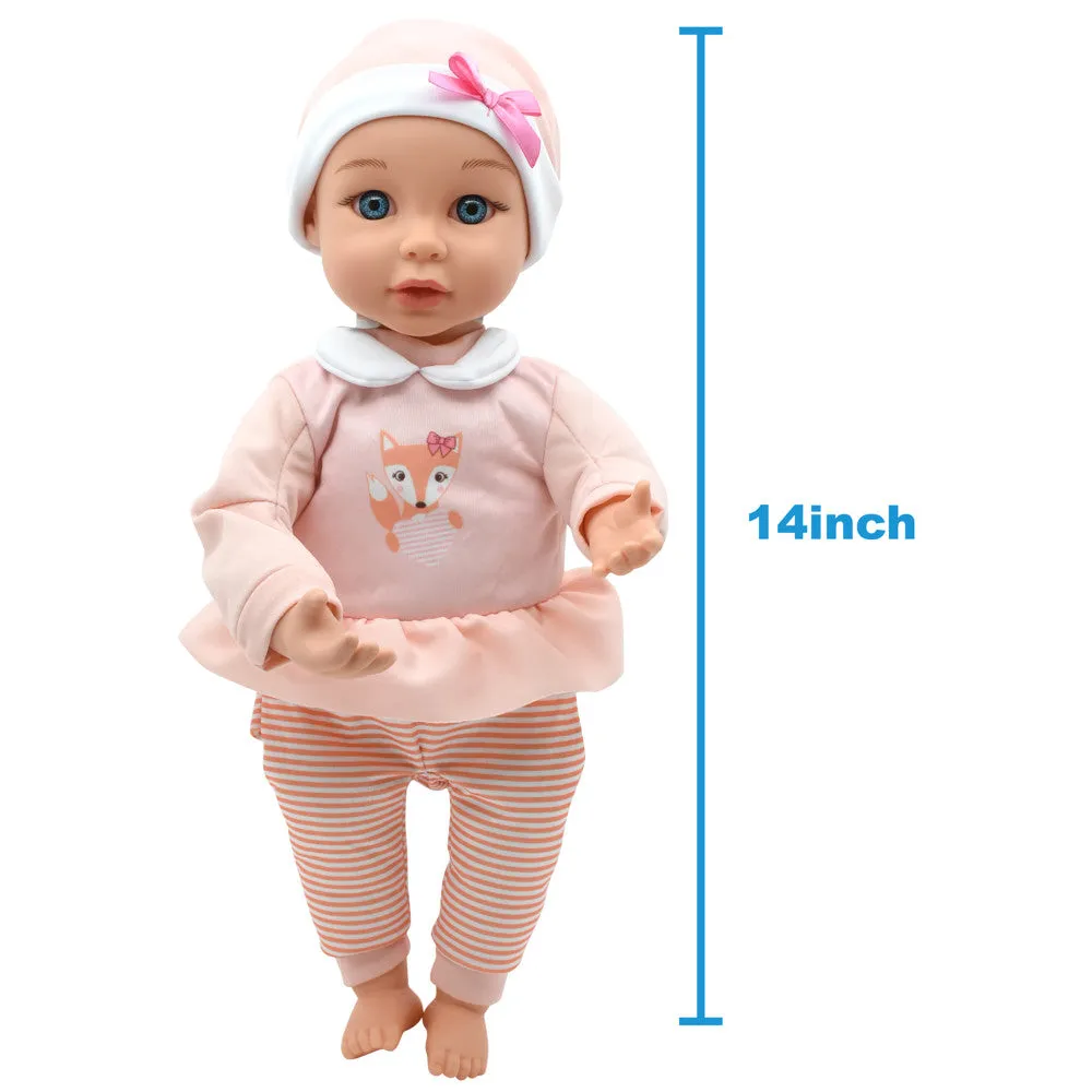 Little Darlings 14 Inch - Sweet Touch Baby Doll with Fox-Pink-White Outfit