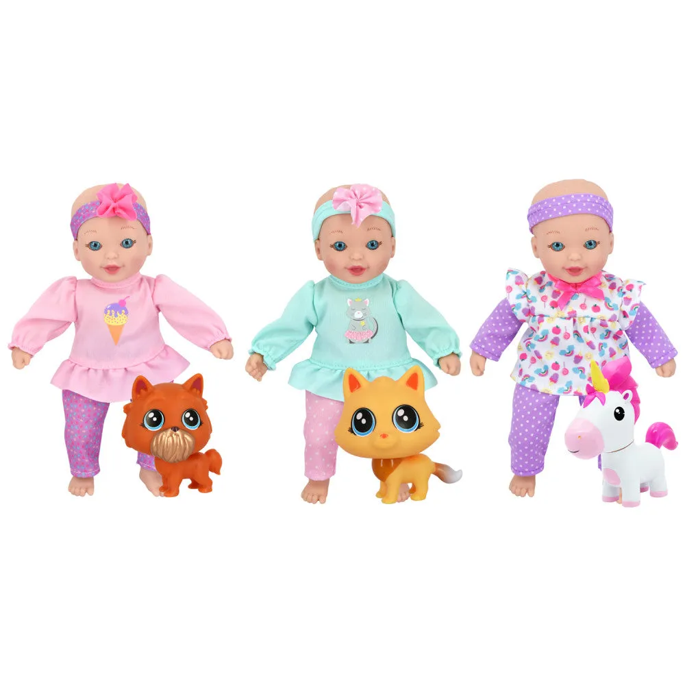 Little Sweeties 8-inch Baby Dolls with Magical Pets Set