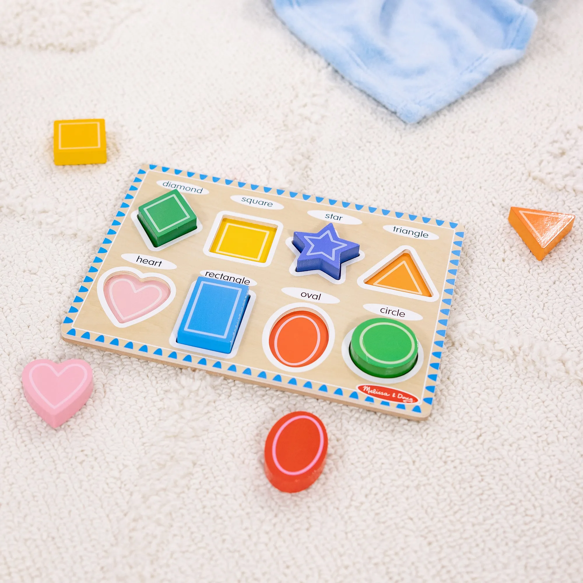 Melissa & Doug Bright Shapes 8-Piece Wooden Chunky Puzzle