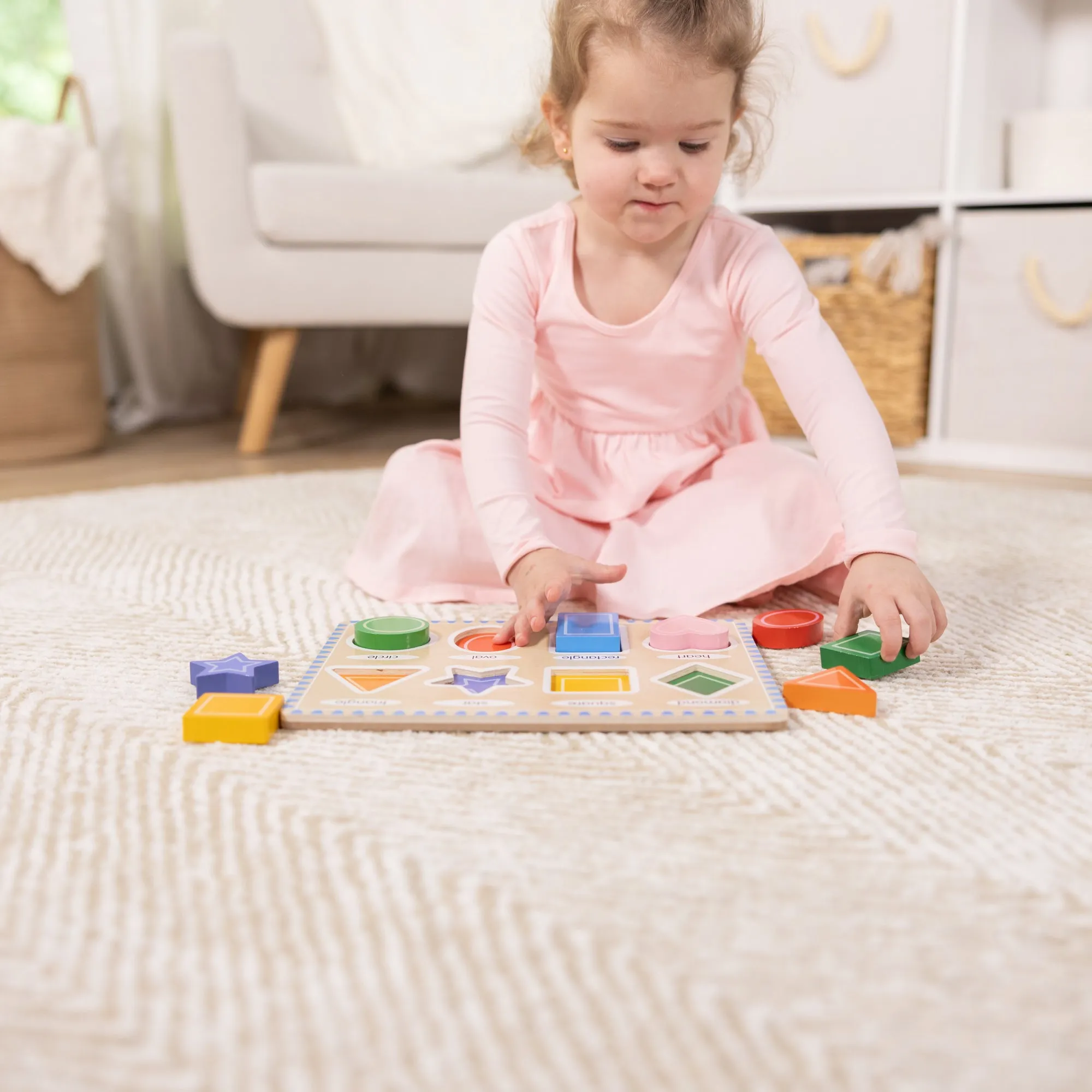 Melissa & Doug Bright Shapes 8-Piece Wooden Chunky Puzzle