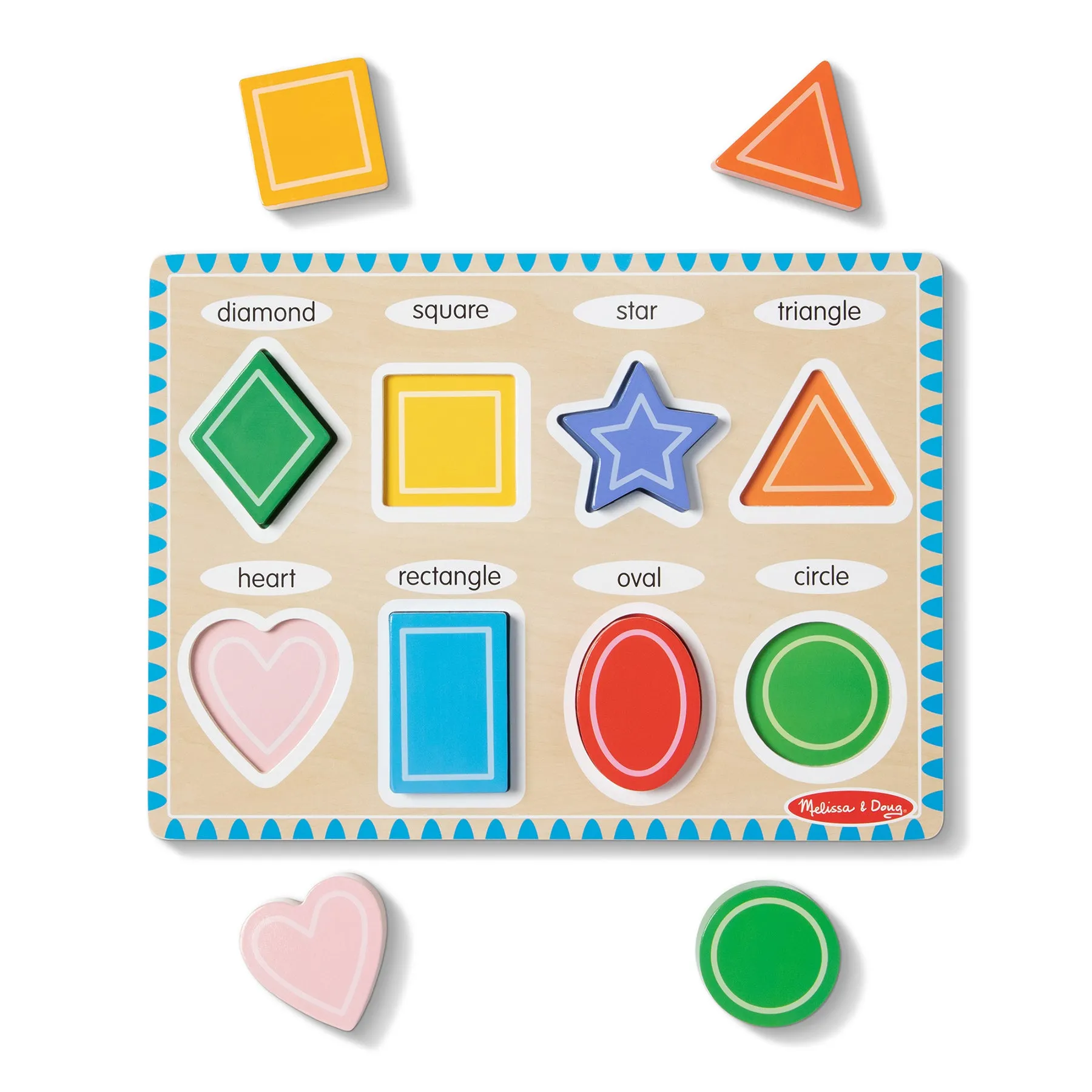 Melissa & Doug Bright Shapes 8-Piece Wooden Chunky Puzzle