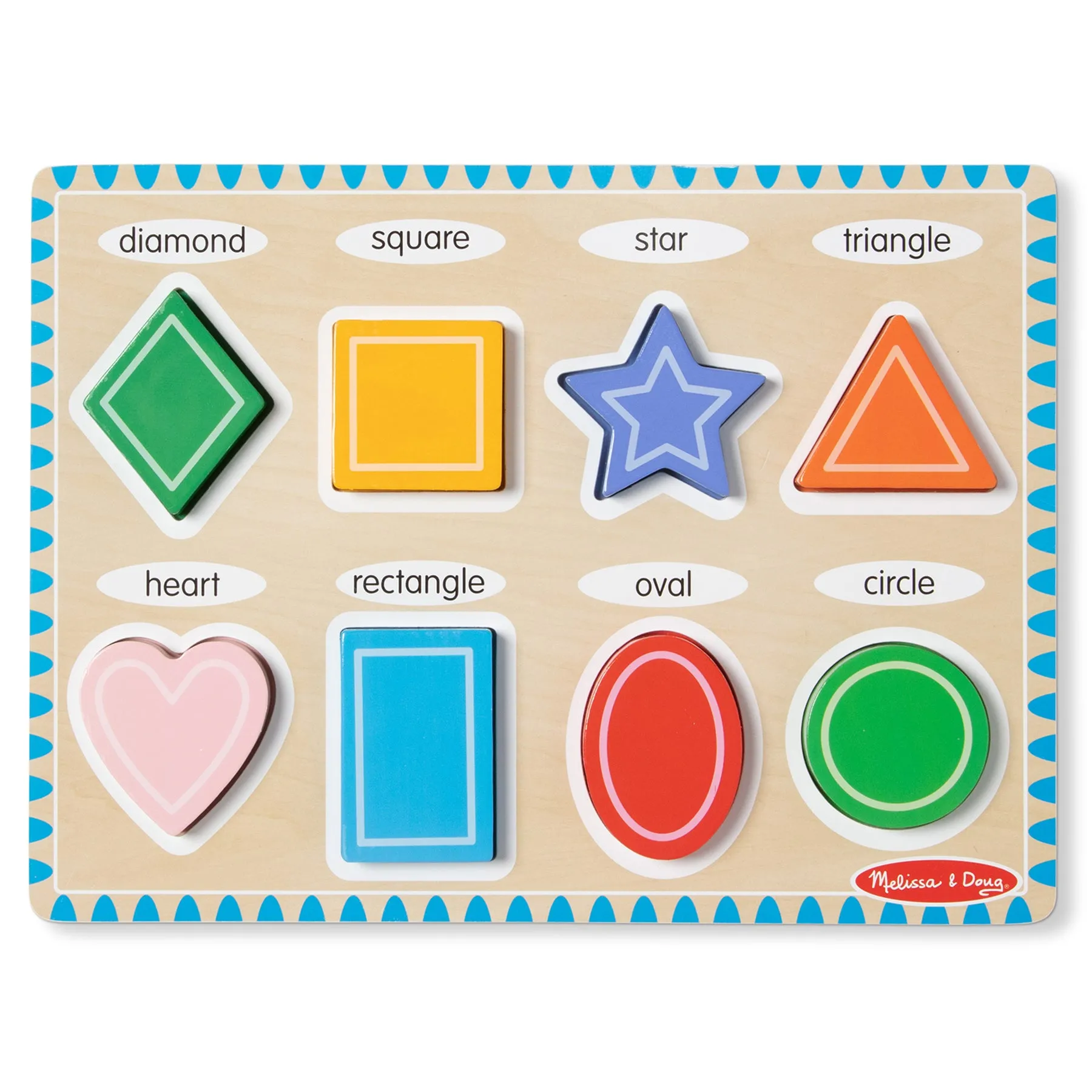 Melissa & Doug Bright Shapes 8-Piece Wooden Chunky Puzzle
