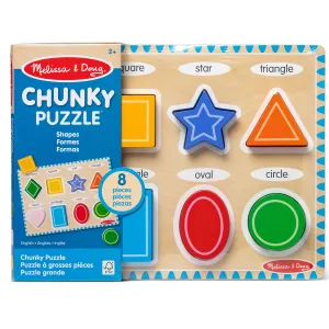 Melissa & Doug Bright Shapes 8-Piece Wooden Chunky Puzzle