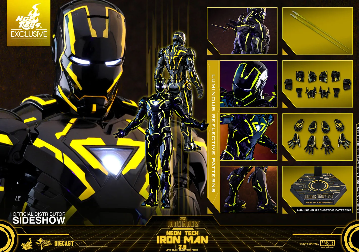 SDCC 2019 Hot Toys 1/6 Neon Tech Iron Man 2.0 Exclusive Sixth Scale Figure